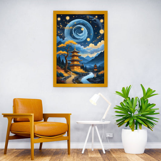 Starry Night bonsai Asian Style Poster | Wall Art for Home & Office | High-Quality Print - High-Quality Visual Display