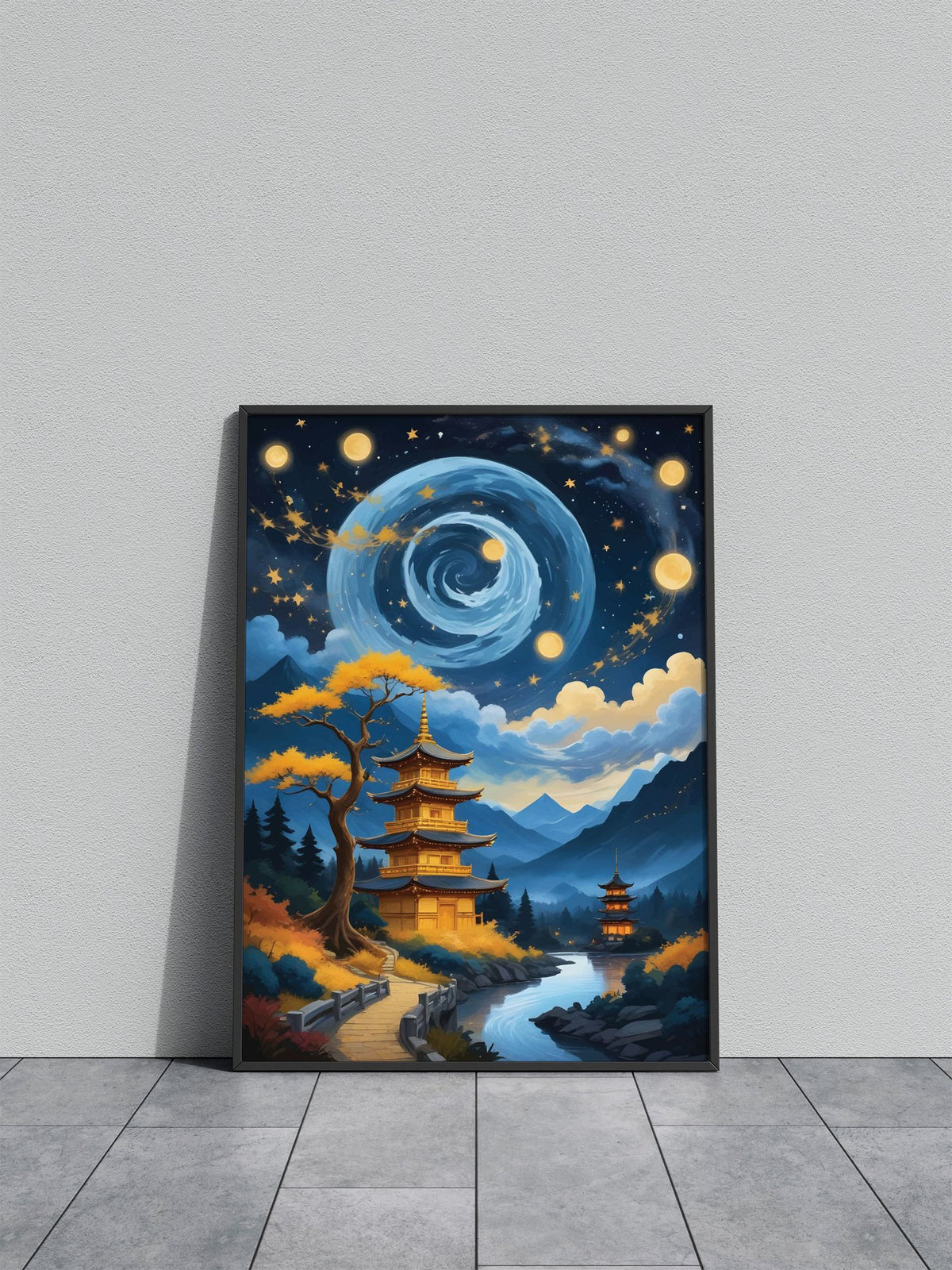 Starry Night bonsai Asian Style Poster | Wall Art for Home & Office | High-Quality Print - High-Quality Visual Display