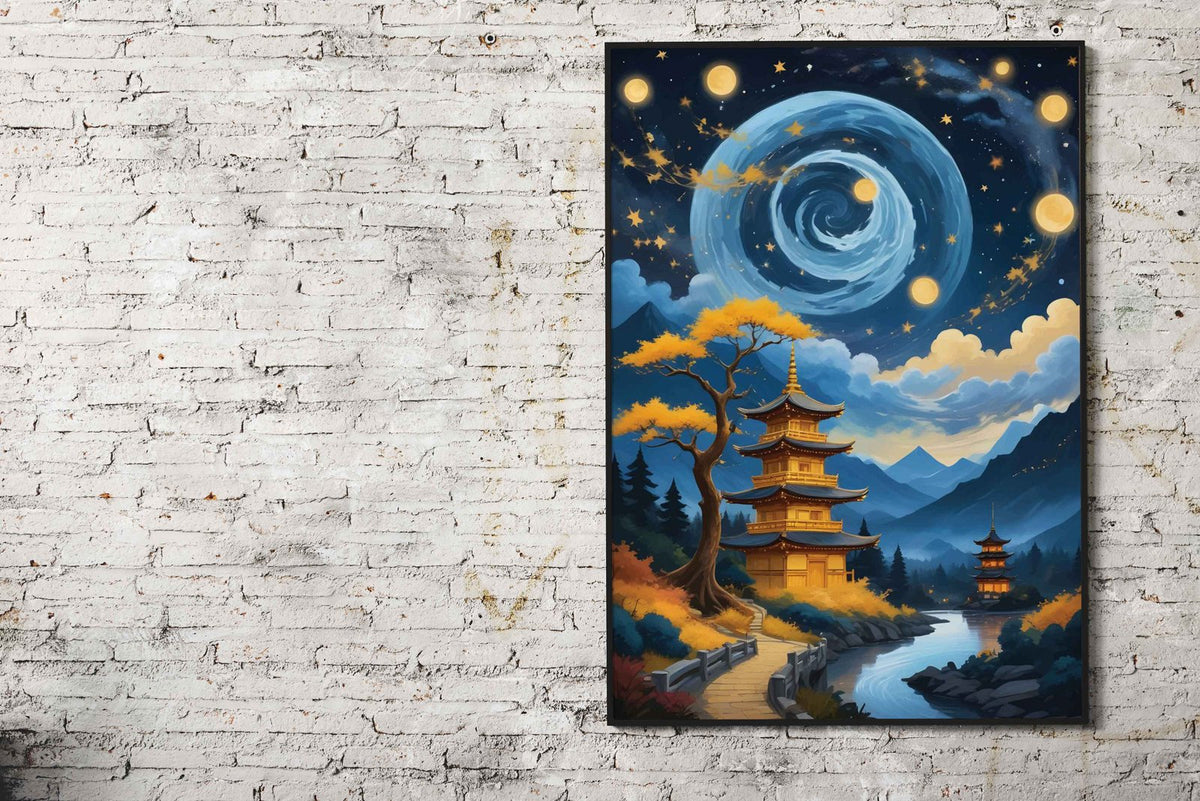 Starry Night bonsai Asian Style Poster | Wall Art for Home & Office | High-Quality Print - High-Quality Visual Display
