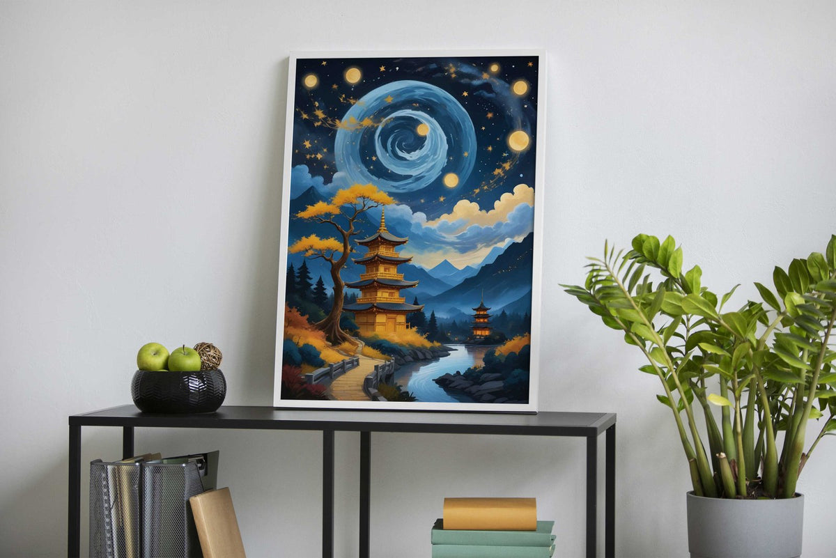 Starry Night bonsai Asian Style Poster | Wall Art for Home & Office | High-Quality Print - High-Quality Visual Display