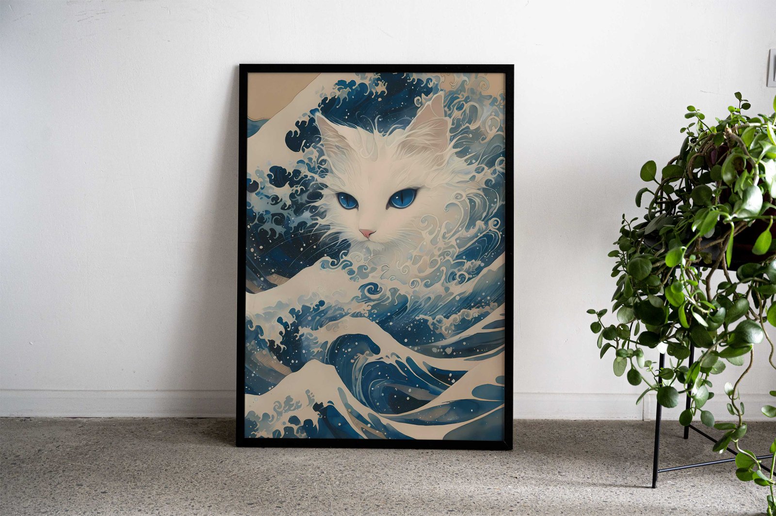 Starry Wave Cat Asian Style Poster | Wall Art for Home & Office | High-Quality Print - High-Quality Visual Display