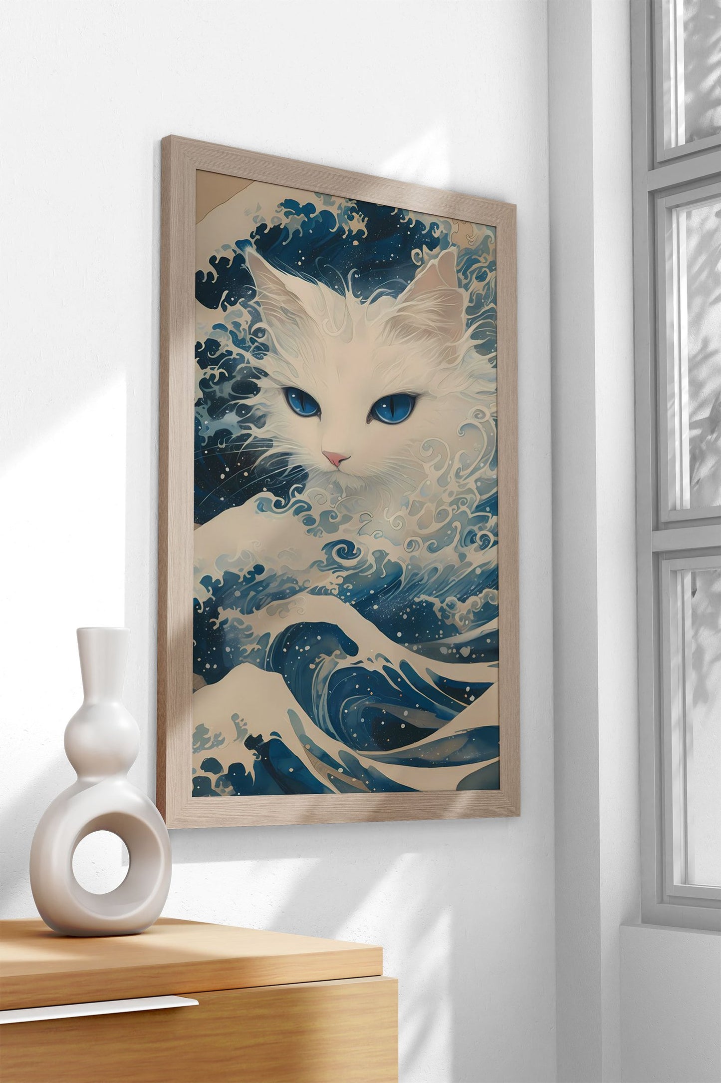 Starry Wave Cat Asian Style Poster | Wall Art for Home & Office | High-Quality Print - High-Quality Visual Display