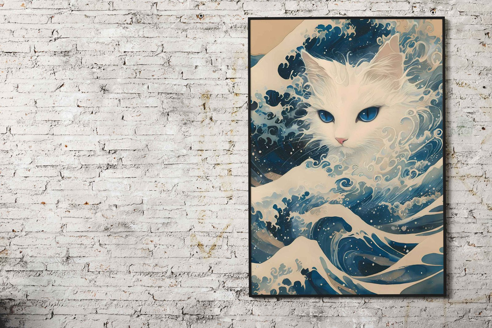 Starry Wave Cat Asian Style Poster | Wall Art for Home & Office | High-Quality Print - High-Quality Visual Display