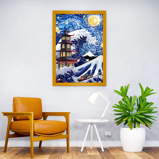 Stary Wave RubyArt Asian Style Poster | Wall Art for Home & Office | High-Quality Print - High-Quality Visual Display