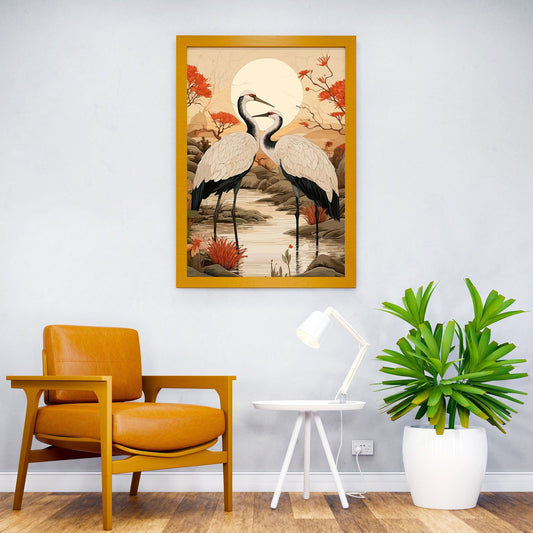 Stork Wild Asian Style Poster | Wall Art for Home & Office | High-Quality Print - High-Quality Visual Display