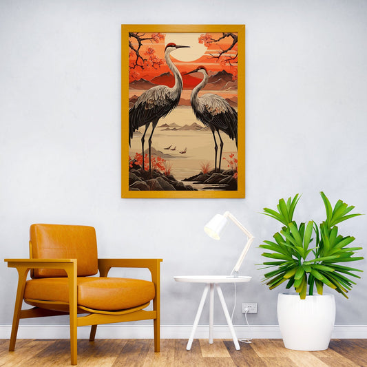Storks Traditional Japan Asian Style Poster | Wall Art for Home & Office | High-Quality Print - High-Quality Visual Display
