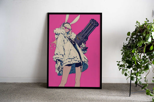 Streetstyle Gatling Girl Asian Style Poster | Wall Art for Home & Office | High-Quality Print - High-Quality Visual Display