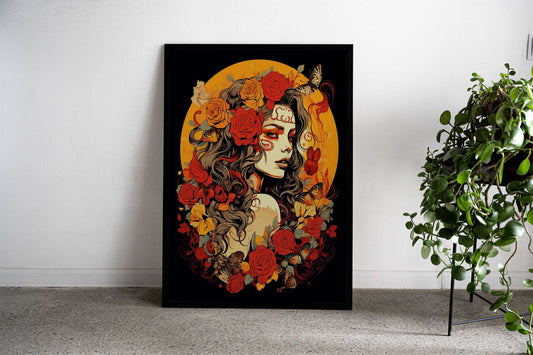 Sugar Skull Mexican Art Asian Style Poster | Wall Art for Home & Office | High-Quality Print - High-Quality Visual Display