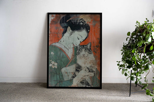 Suki with a cat Asian Style Poster | Wall Art for Home & Office | High-Quality Print - High-Quality Visual Display
