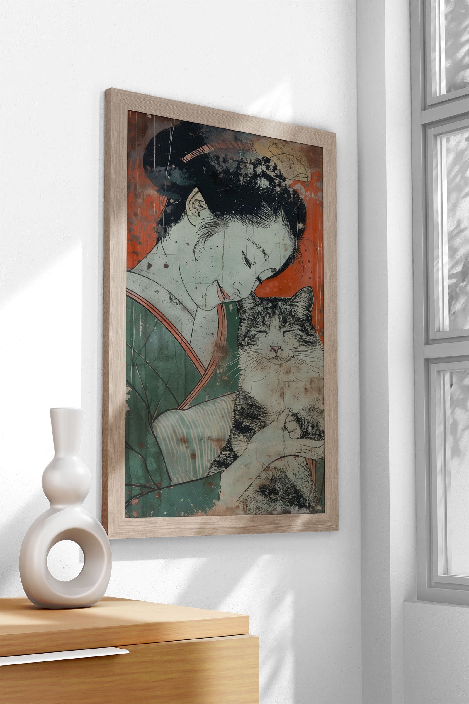 Suki with a cat Asian Style Poster | Wall Art for Home & Office | High-Quality Print - High-Quality Visual Display