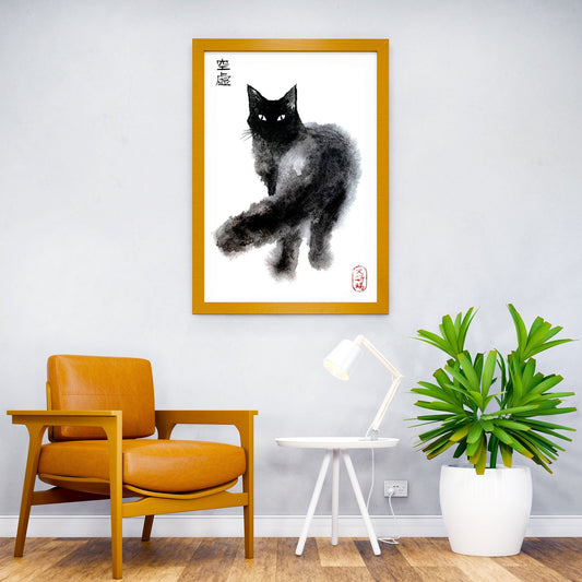 Sumi e ink Cat painting Asian Style Poster | Wall Art for Home & Office | High-Quality Print - High-Quality Visual Display