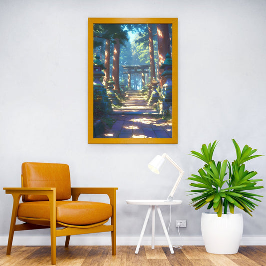 Sunlit Shrine Path Asian Style Poster | Wall Art for Home & Office | High-Quality Print - High-Quality Visual Display
