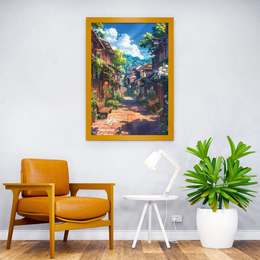 Sunlit Street Japan Asian Style Poster | Wall Art for Home & Office | High-Quality Print - High-Quality Visual Display