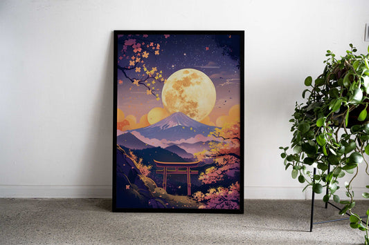 Sunrise moonlight Japan Asian Style Poster | Wall Art for Home & Office | High-Quality Print - High-Quality Visual Display