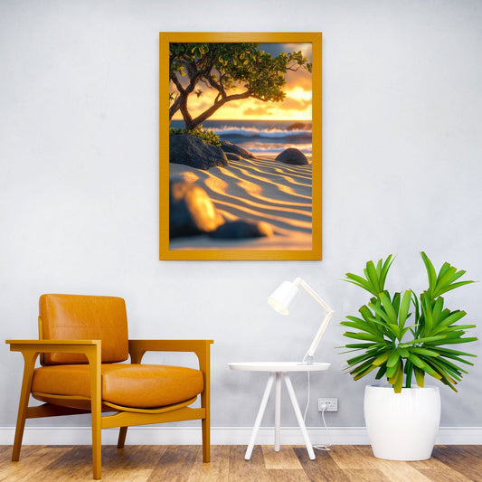 Sunset Beach Scene Asian Style Poster | Wall Art for Home & Office | High-Quality Print - High-Quality Visual Display