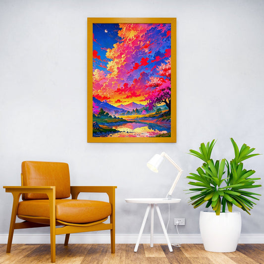 Sunset Cherry Blossom Asian Style Poster | Wall Art for Home & Office | High-Quality Print - High-Quality Visual Display