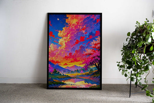 Sunset Cherry Blossom Asian Style Poster | Wall Art for Home & Office | High-Quality Print - High-Quality Visual Display