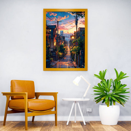 Sunset City Asian Style Poster | Wall Art for Home & Office | High-Quality Print - High-Quality Visual Display