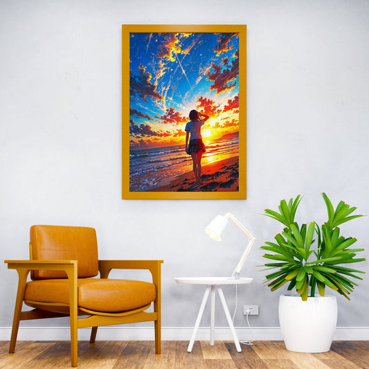 Sunset Girl Asian Style Poster | Wall Art for Home & Office | High-Quality Print - High-Quality Visual Display