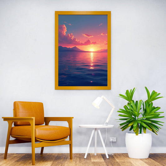 Sunset Over Mountains Asian Style Poster | Wall Art for Home & Office | High-Quality Print - High-Quality Visual Display