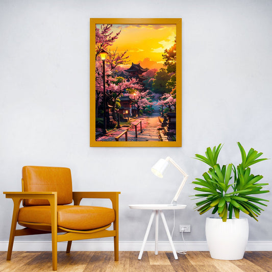Sunset Pagoda Asian Style Poster | Wall Art for Home & Office | High-Quality Print - High-Quality Visual Display