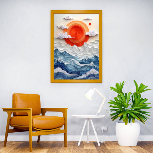 Sunset Symphony paper cut Asian Style Poster | Wall Art for Home & Office | High-Quality Print - High-Quality Visual Display