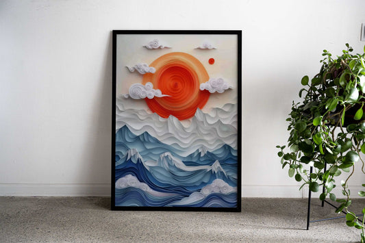 Sunset Symphony paper cut Asian Style Poster | Wall Art for Home & Office | High-Quality Print - High-Quality Visual Display