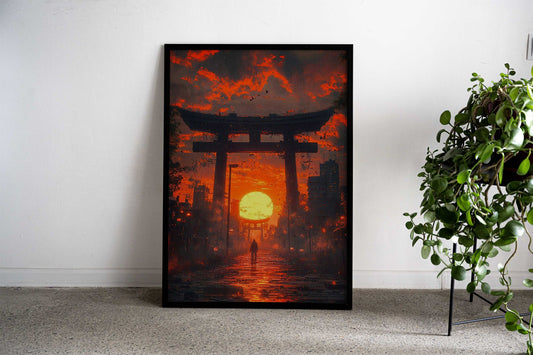 Sunset Torii Gate Asian Style Poster | Wall Art for Home & Office | High-Quality Print - High-Quality Visual Display
