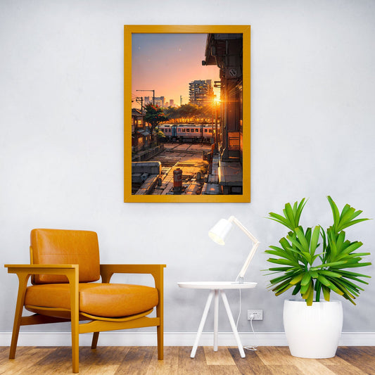 Sunset Train Asian Style Poster | Wall Art for Home & Office | High-Quality Print - High-Quality Visual Display