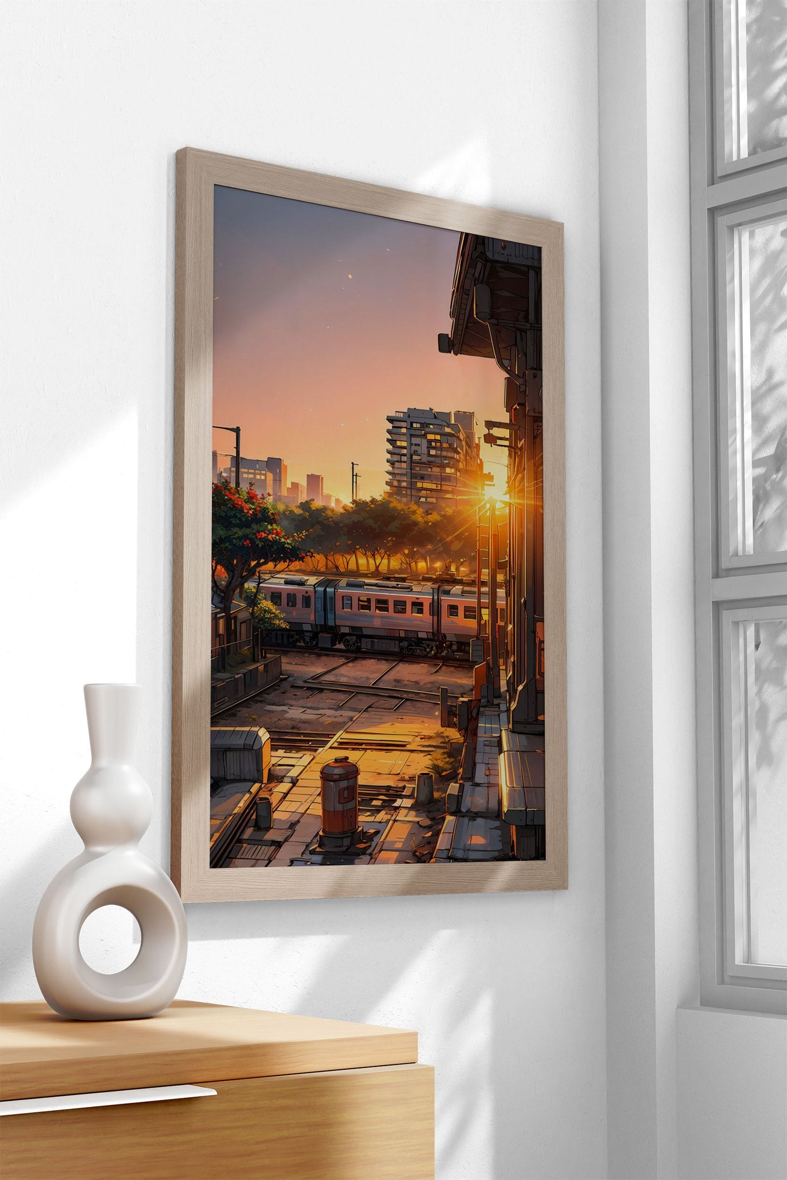 Sunset Train Asian Style Poster | Wall Art for Home & Office | High-Quality Print - High-Quality Visual Display