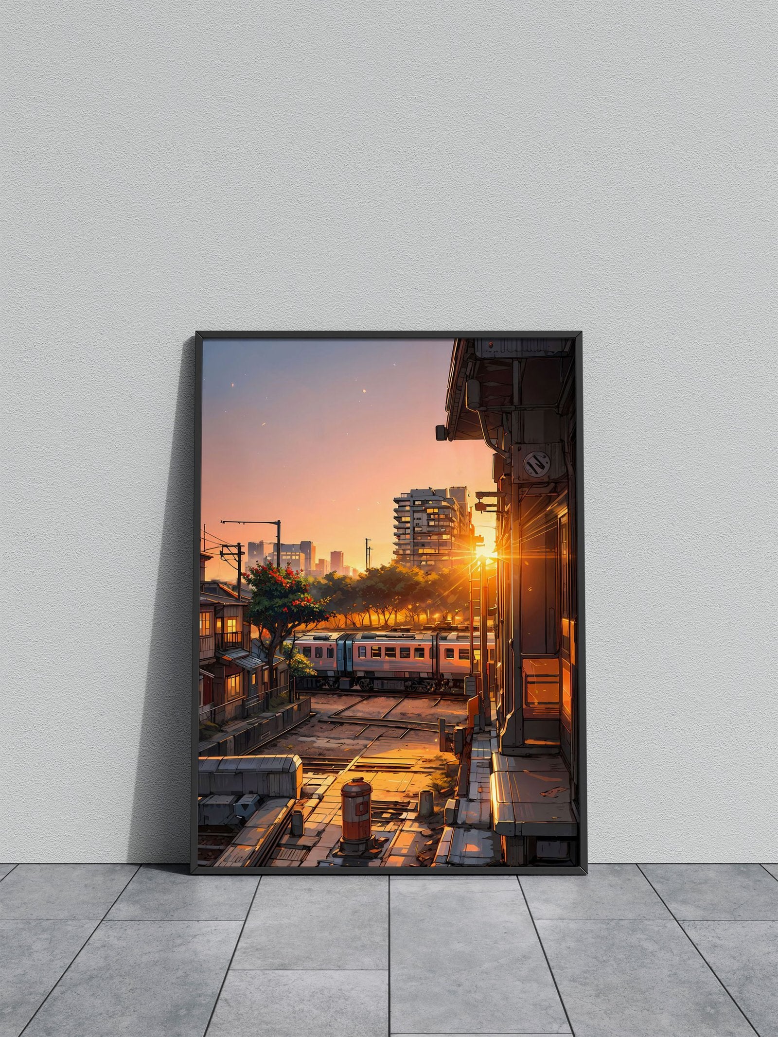 Sunset Train Asian Style Poster | Wall Art for Home & Office | High-Quality Print - High-Quality Visual Display