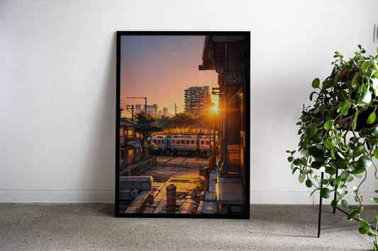 Sunset Train Asian Style Poster | Wall Art for Home & Office | High-Quality Print - High-Quality Visual Display