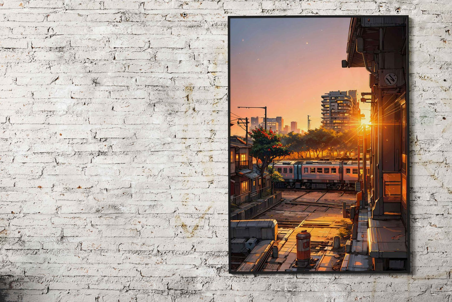 Sunset Train Asian Style Poster | Wall Art for Home & Office | High-Quality Print - High-Quality Visual Display