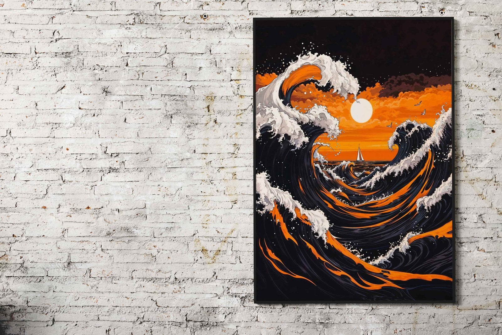 Sunset Waves Asian Style Poster | Wall Art for Home & Office | High-Quality Print - High-Quality Visual Display