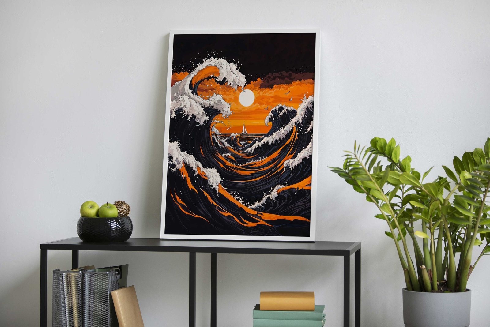 Sunset Waves Asian Style Poster | Wall Art for Home & Office | High-Quality Print - High-Quality Visual Display