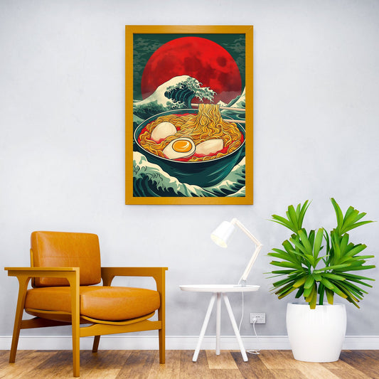 Surfing the Noodle Wave Asian Style Poster | Wall Art for Home & Office | High-Quality Print - High-Quality Visual Display
