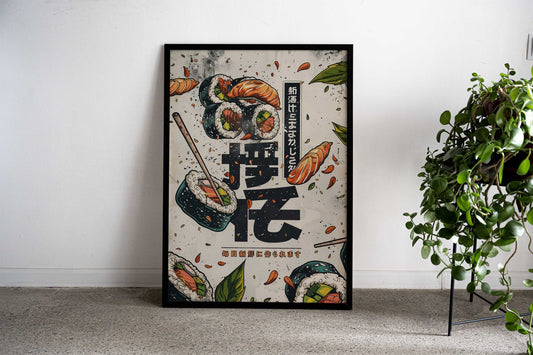 Sushi And Go Japanese Vintage Asian Style Poster | Wall Art for Home & Office | High-Quality Print - High-Quality Visual Display