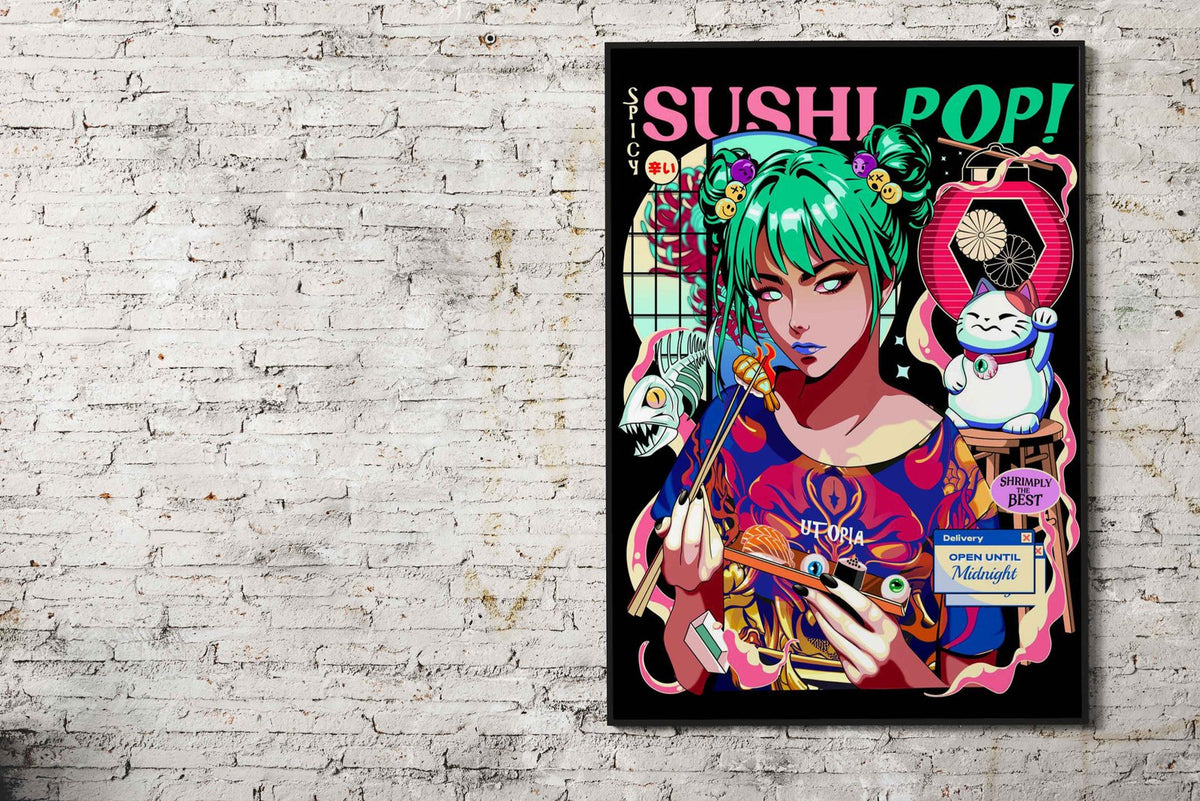 Sushi Pop Girl Anime Food Asian Style Poster | Wall Art for Home & Office | High-Quality Print - High-Quality Visual Display