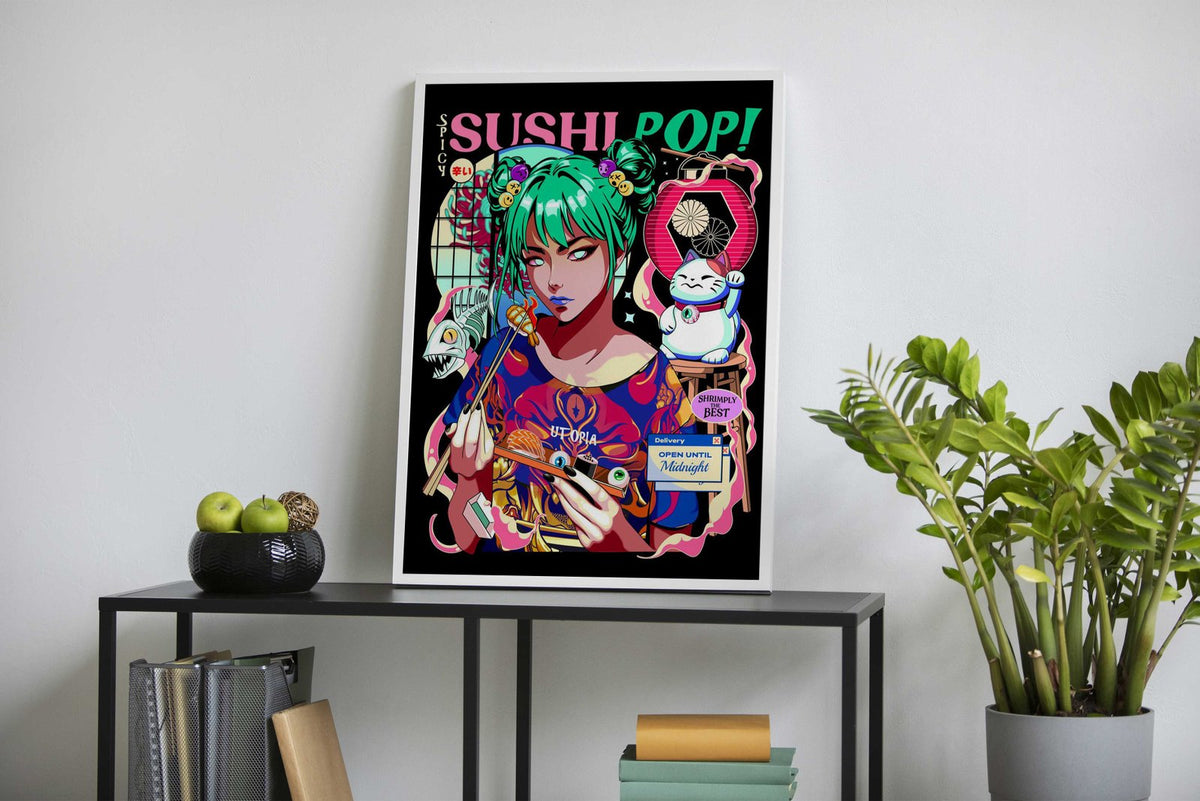 Sushi Pop Girl Anime Food Asian Style Poster | Wall Art for Home & Office | High-Quality Print - High-Quality Visual Display