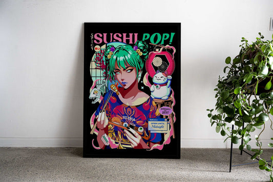 Sushi Pop Girl Anime Food Asian Style Poster | Wall Art for Home & Office | High-Quality Print - High-Quality Visual Display