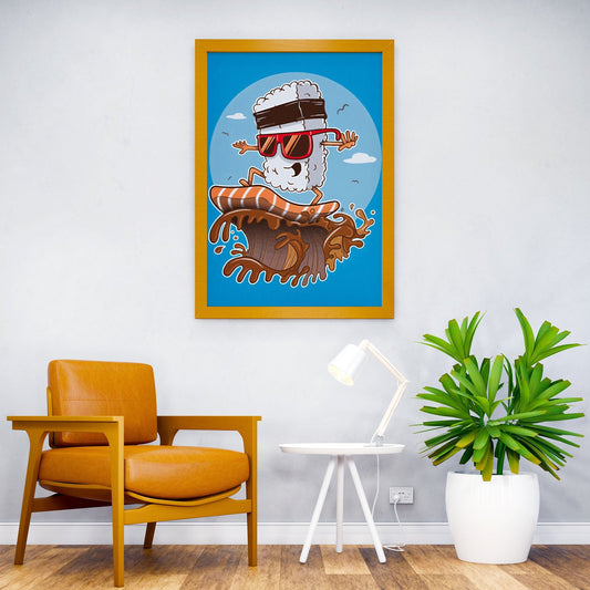 Sushi Surfer Asian Style Poster | Wall Art for Home & Office | High-Quality Print - High-Quality Visual Display