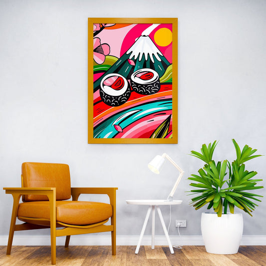 Sushi and Fuji Pop Art Asian Style Poster | Wall Art for Home & Office | High-Quality Print - High-Quality Visual Display