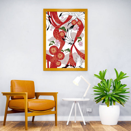 Swan with floral ribbon Asian Style Poster | Wall Art for Home & Office | High-Quality Print - High-Quality Visual Display