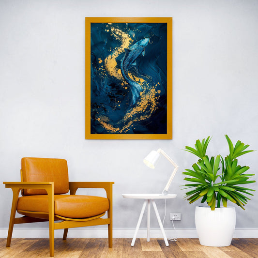 Swimming in Gold Asian Style Poster | Wall Art for Home & Office | High-Quality Print - High-Quality Visual Display