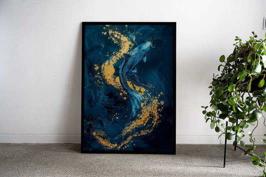 Swimming in Gold Asian Style Poster | Wall Art for Home & Office | High-Quality Print - High-Quality Visual Display