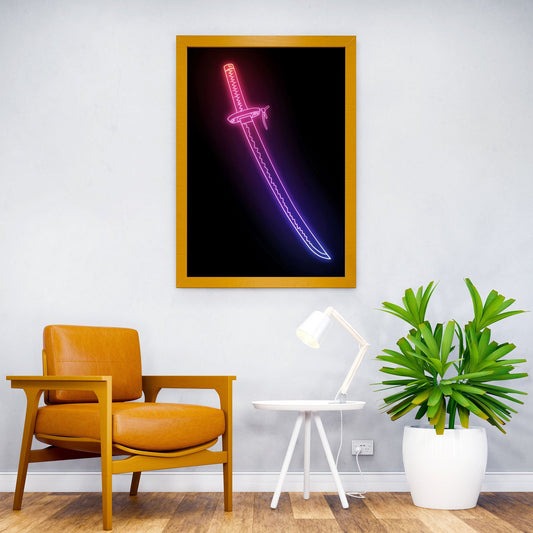 Sword Japan Neon Asian Style Poster | Wall Art for Home & Office | High-Quality Print - High-Quality Visual Display