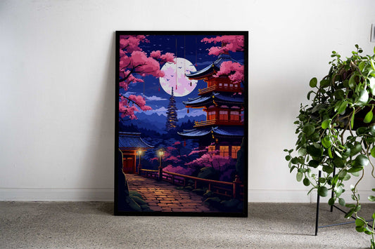 Synthwave Garden Japan Asian Style Poster | Wall Art for Home & Office | High-Quality Print - High-Quality Visual Display