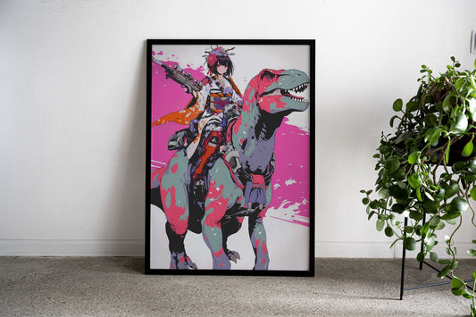 T Rex Geisha Sniper Asian Style Poster | Wall Art for Home & Office | High-Quality Print - High-Quality Visual Display