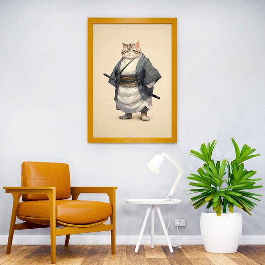 Tabby Cat Samurai Ronin Asian Style Poster | Wall Art for Home & Office | High-Quality Print - High-Quality Visual Display