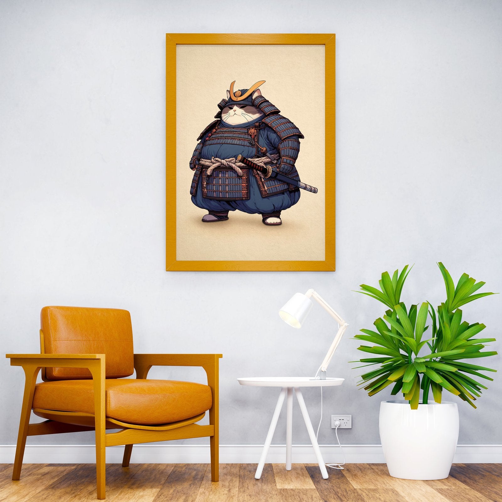Tabby Cat Samurai Asian Style Poster | Wall Art for Home & Office | High-Quality Print - High-Quality Visual Display